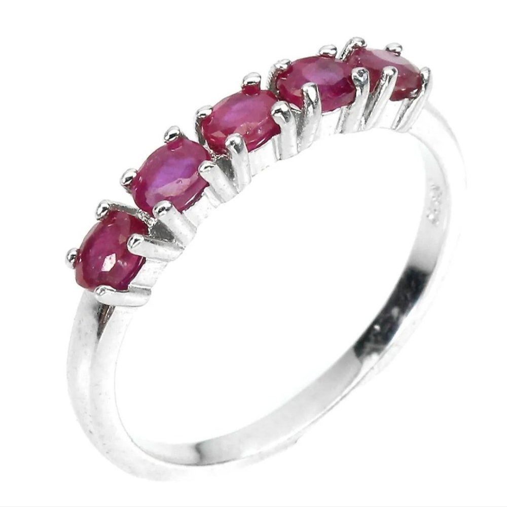 Ruby Ring, Stackable Rings Silver, Birthstone Dai… - image 1